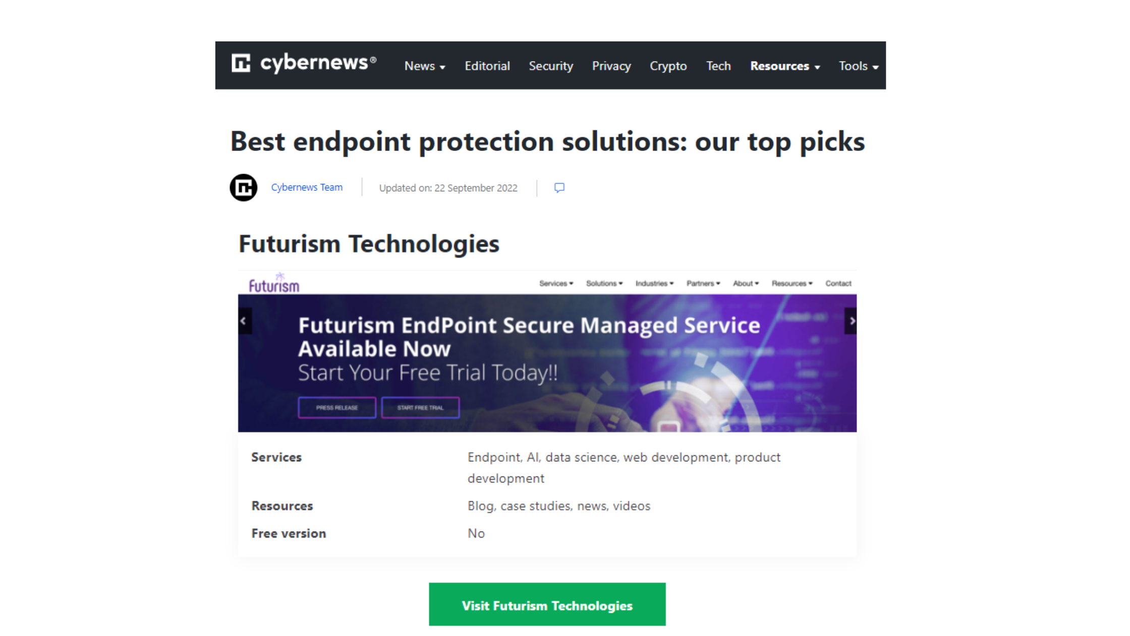 Futurism Featured on Cybernews